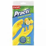 ПЕРЧАТКИ ХОЗЯЙСТВЕННЫЕ S С АРОМАТОМ ЛИМОНА ЛАТЕКС ЖЕЛТЫЕ ''PACLAN'' 1/5/100