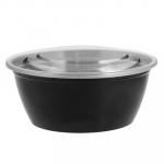 КОНТЕЙНЕР H58 D142 ММ 500 МЛ 50 ШТ (К144) С ПРОЗРАЧНОЙ КРЫШКОЙ КРУГЛЫЙ ЧЕРНЫЙ PP