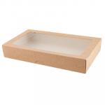 КОНТЕЙНЕР БУМАЖНЫЙ С ОКНОМ 1450МЛ ДХШХВ 260Х150Х40ММ 25ШТ TABOX ПРЯМОУГОЛЬНЫЙ КРАФТ