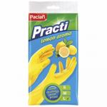 ПЕРЧАТКИ ХОЗЯЙСТВЕННЫЕ L С АРОМАТОМ ЛИМОНА ЛАТЕКС ЖЕЛТЫЕ ''PACLAN'' 1/5/100