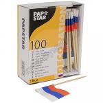 ПИКА ДЕКОРАТИВНАЯ ФЛАГ РОССИИ Н80 ММ 100 ШТ/УП ДЛЯ КАНАПЕ ДЕРЕВО ''PAPSTAR'' 1/30